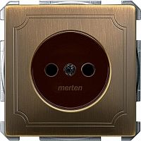 Розетка MERTEN SYSTEM DESIGN, скрытый монтаж, со шторками, античная латунь | код. MTN2000-4143 | Schneider Electric